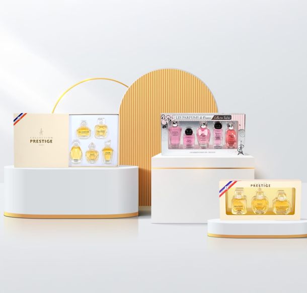 Set gifts of miniature perfumes from france